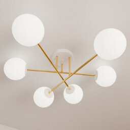 Emibig Lighting Emibig Magnum Ceiling Lamp  6 X E14 White, Gold With White Shade - thumbnail 5