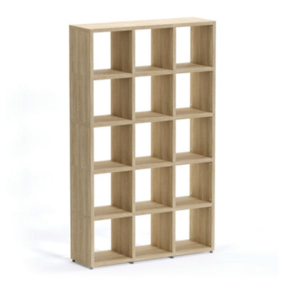 RB UK Boon 15 Cube Shelving Unit Eco-Friendly Bookcase Freestanding Heavy Duty Oak, Made In Austria (H)1830mm (W)1100mm (D)330mm