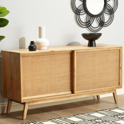 Desser Manhattan Sideboard With Sliding Doors Mango Wood In Natural (H75Cm X W150Cm X D45Cm) - thumbnail 4