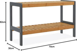 Xample 2 Tier Natural Bamboo Shoe Rack Bench Wooden Storage Shelf Organizer For Hallway, Bedroom, Bathroom & Living Room - thumbnail 3