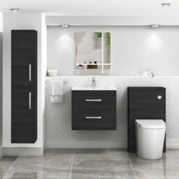 Royal Bathrooms Turin Hale Black 600mm Wall Hung Vanity Unit 2 Drawer With Minimalist Basin Sink - thumbnail 4