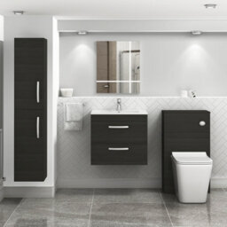 Royal Bathrooms Turin Hale Black 600mm Wall Hung Vanity Unit 2 Drawer With Minimalist Basin Sink - thumbnail 2