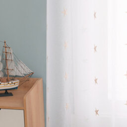 Deconovo Eyelet Net Curtains Embroidery Star Voile Curtains Super Soft Semi Sheer Curtains 55 X 54 Drop Inch 1 Pair - thumbnail 3