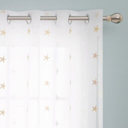 Deconovo Eyelet Net Curtains Embroidery Star Voile Curtains Super Soft Semi Sheer Curtains 55 X 54 Drop Inch 1 Pair - thumbnail 2