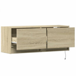 Berkfield Durable Tv Wall Cabinet With Led Lights Sonoma Oak 100X31X35 Cm - thumbnail 9