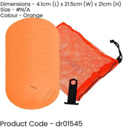 Precision 10 Pack 21Cm Round Rubber Marker Set - Orange Flat Disc Outdoor Football Pitch - thumbnail 2