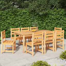 Walplus 9 Piece Garden Outdoor Dining Set Suitable For Backyard, Patio Solid Wood Teak