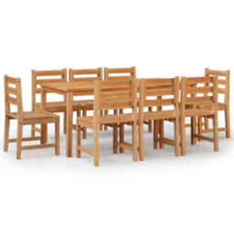 Walplus 9 Piece Garden Outdoor Dining Set Suitable For Backyard, Patio Solid Wood Teak - thumbnail 2