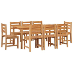 Walplus 9 Piece Garden Outdoor Dining Set Suitable For Backyard, Patio Solid Wood Teak - thumbnail 3