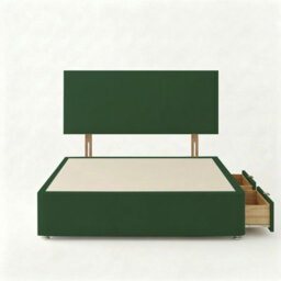 Adore Designs Victoria Plush Velvet Divan Bed, Headboard - 4Ft Small Double - Emerald Green - 2 Drawers Foot End - thumbnail 2