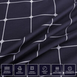 Lazzaro Navy Checkered Double Duvet Cover Set Reversible Double Bedding Set Hypoallergenic Double Duvet Cover With Zipper Closure - thumbnail 7