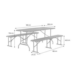 Sweeek - Folding Steel Reception Table With 2 Benches (Set Of 2) Charcoal Grey 180X69.5X73.5 Cm - Fiesta Set - thumbnail 7
