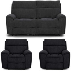 Furnishings For Less UK Lois Electric Reclining 3 Piece Sofa Suite 2 + 1 + 1 Black - thumbnail 1