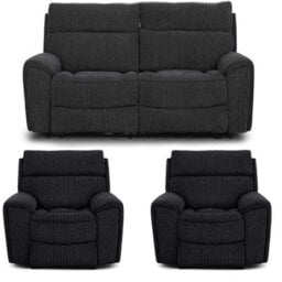 Furnishings For Less UK Lois Electric Reclining 3 Piece Sofa Suite 2 + 1 + 1 Black