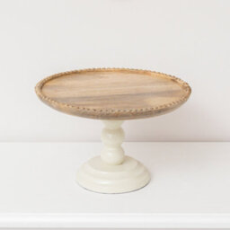 Melody Maison Round Beige & Mango Wood Bobble Detail Cake Display Stand - thumbnail 5