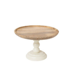 Melody Maison Round Beige & Mango Wood Bobble Detail Cake Display Stand - thumbnail 7