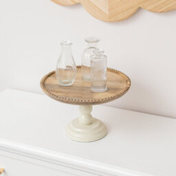 Melody Maison Round Beige & Mango Wood Bobble Detail Cake Display Stand - thumbnail 2