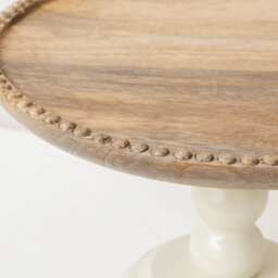 Melody Maison Round Beige & Mango Wood Bobble Detail Cake Display Stand - thumbnail 3