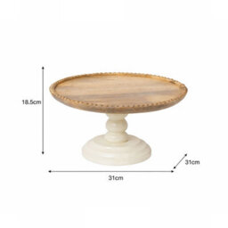 Melody Maison Round Beige & Mango Wood Bobble Detail Cake Display Stand - thumbnail 8