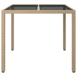 Walplus Garden Table 90X90X75 Cm Tempered Glass And Poly Rattan Beige - thumbnail 3