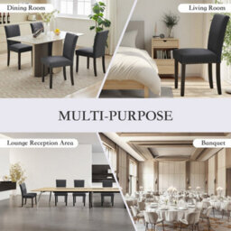 Dark Grey Soft Fabric Dining Chairs Set Of 2 With Upholstered Seat - thumbnail 4