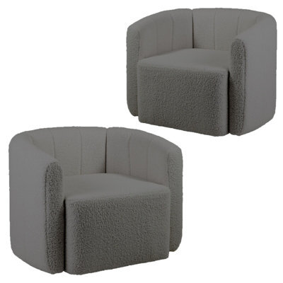 Gainoom Swivel Barrel Chair Modern Upholstered Sherpa Accent Chair Grey - image 1