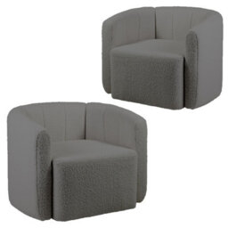 Gainoom Swivel Barrel Chair Modern Upholstered Sherpa Accent Chair Grey