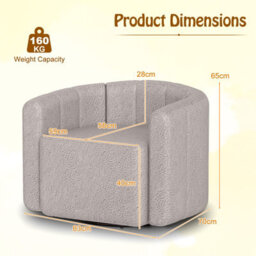 Gainoom Swivel Barrel Chair Modern Upholstered Sherpa Accent Chair Grey - thumbnail 2