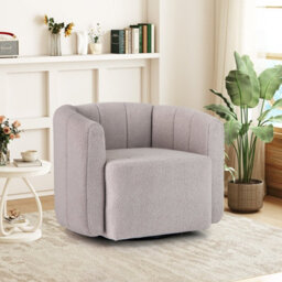 Gainoom Swivel Barrel Chair Modern Upholstered Sherpa Accent Chair Grey - thumbnail 5