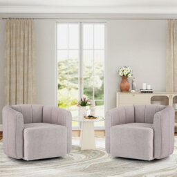Gainoom Swivel Barrel Chair Modern Upholstered Sherpa Accent Chair Grey - thumbnail 6