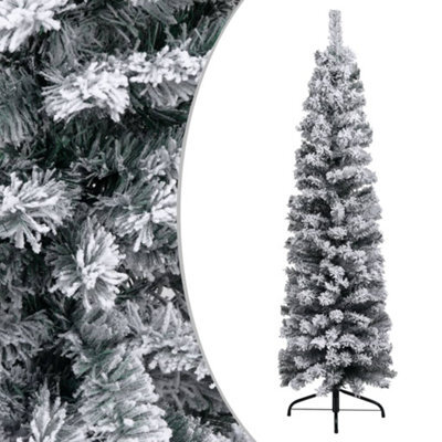 Berkfield Slim Artificial Christmas Tree With Flocked Snow Green 150 Cm Pvc - image 1
