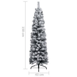 Berkfield Slim Artificial Christmas Tree With Flocked Snow Green 150 Cm Pvc - thumbnail 6