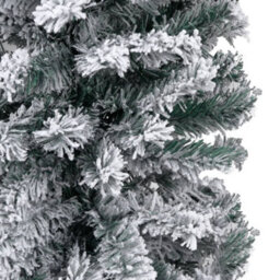 Berkfield Slim Artificial Christmas Tree With Flocked Snow Green 150 Cm Pvc - thumbnail 4