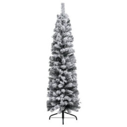 Berkfield Slim Artificial Christmas Tree With Flocked Snow Green 150 Cm Pvc - thumbnail 2