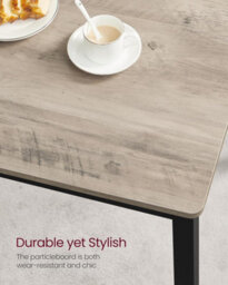 Songmics Vasagle Dining Table With 2 Benches, 3 Piece Set, Kitchen Table, 2 Benches, Steel Frame, Heather Greige And Ink Black - thumbnail 6