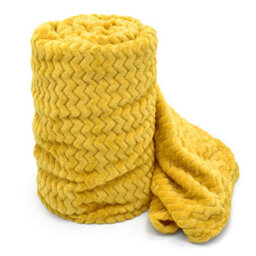 Velosso Cosy Touch Chevron Pattern Faux Mink Throw Blanket - Luxurious Feel, High-Quality Weave For Sofa, Bed - 127Cm X 152Cm - Ochre