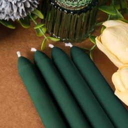 Taper Dinner Candles, Non-Drip Long Candles, 7 Hour Burn Time, Paraffin Wax, Cotton Wicks, Unscented, Green, 50 Pack - thumbnail 6
