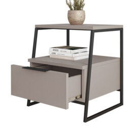 Decortie Pal Modern Bedside Table With Drawer Mocha Grey 45Cm Width Bedroom Furniture - thumbnail 5