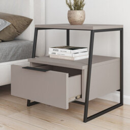 Decortie Pal Modern Bedside Table With Drawer Mocha Grey 45Cm Width Bedroom Furniture - thumbnail 4