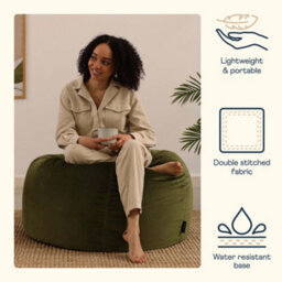 icon Kingston Classic Velvet Bean Bag Chair Olive Green Bean Bags - thumbnail 4