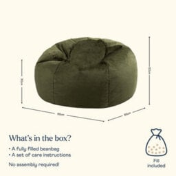 icon Kingston Classic Velvet Bean Bag Chair Olive Green Bean Bags - thumbnail 6