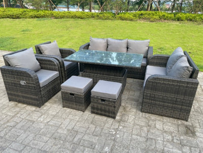 Fimous Rattan Outdoor Garden Furniture Lifting Adjustable Dining Or Coffee Table Love Sofa 3 Seater Sofa Recling Chairs - image 1