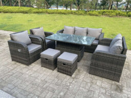 Fimous Rattan Outdoor Garden Furniture Lifting Adjustable Dining Or Coffee Table Love Sofa 3 Seater Sofa Recling Chairs - thumbnail 4