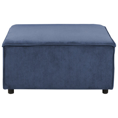 Wyld And Coco Element Dark Blue Corduroy Ottoman Footstool With Black Legs, 86 X 86 X 45 Cm - image 1