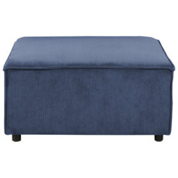 Wyld And Coco Element Dark Blue Corduroy Ottoman Footstool With Black Legs, 86 X 86 X 45 Cm - thumbnail 1