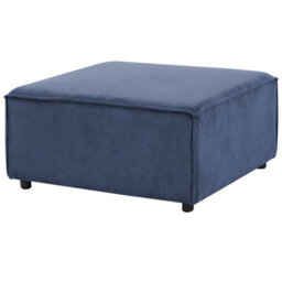 Wyld And Coco Element Dark Blue Corduroy Ottoman Footstool With Black Legs, 86 X 86 X 45 Cm - thumbnail 6
