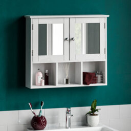 Lassic Bath Vida Priano White 2 Door Mirrored Bathroom Wall Cabinet With 3 Compartments - thumbnail 1