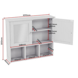 Lassic Bath Vida Priano White 2 Door Mirrored Bathroom Wall Cabinet With 3 Compartments - thumbnail 2