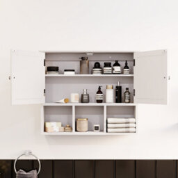 Lassic Bath Vida Priano White 2 Door Mirrored Bathroom Wall Cabinet With 3 Compartments - thumbnail 3