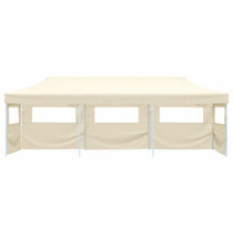 Walplus Folding Pop-Up Party Tent Garden Gazebo Canopy With 5 Sidewalls 3X9 M Cream - thumbnail 2